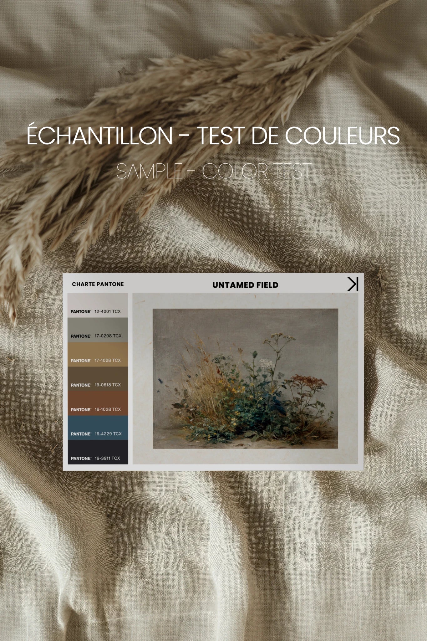 UNTAMED FIELD, Oeuvre sur toile rigide, encadré Vintage Or