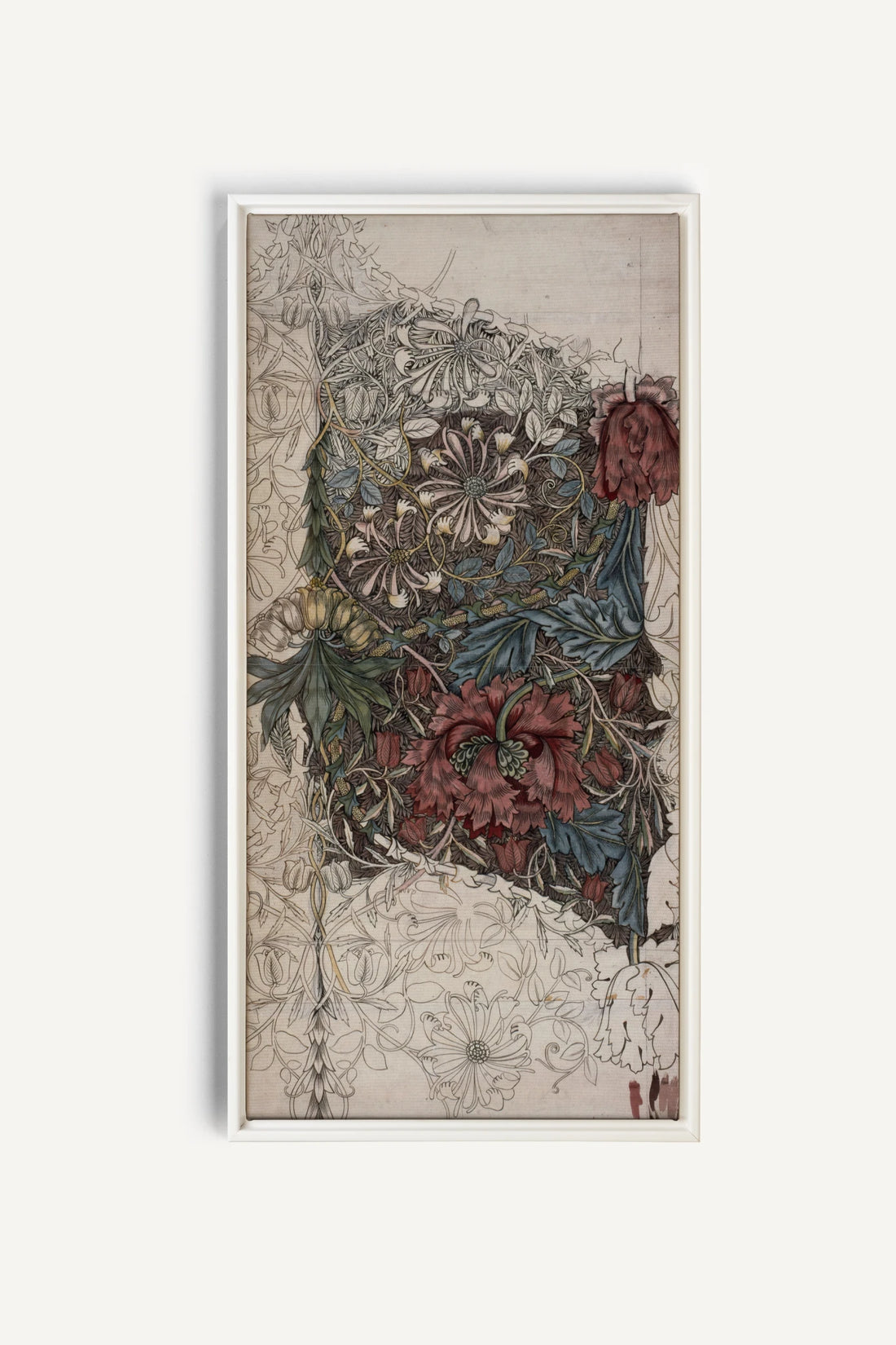 VELOURS FLORAL, Oeuvre sur toile étirée, encadré Blanc