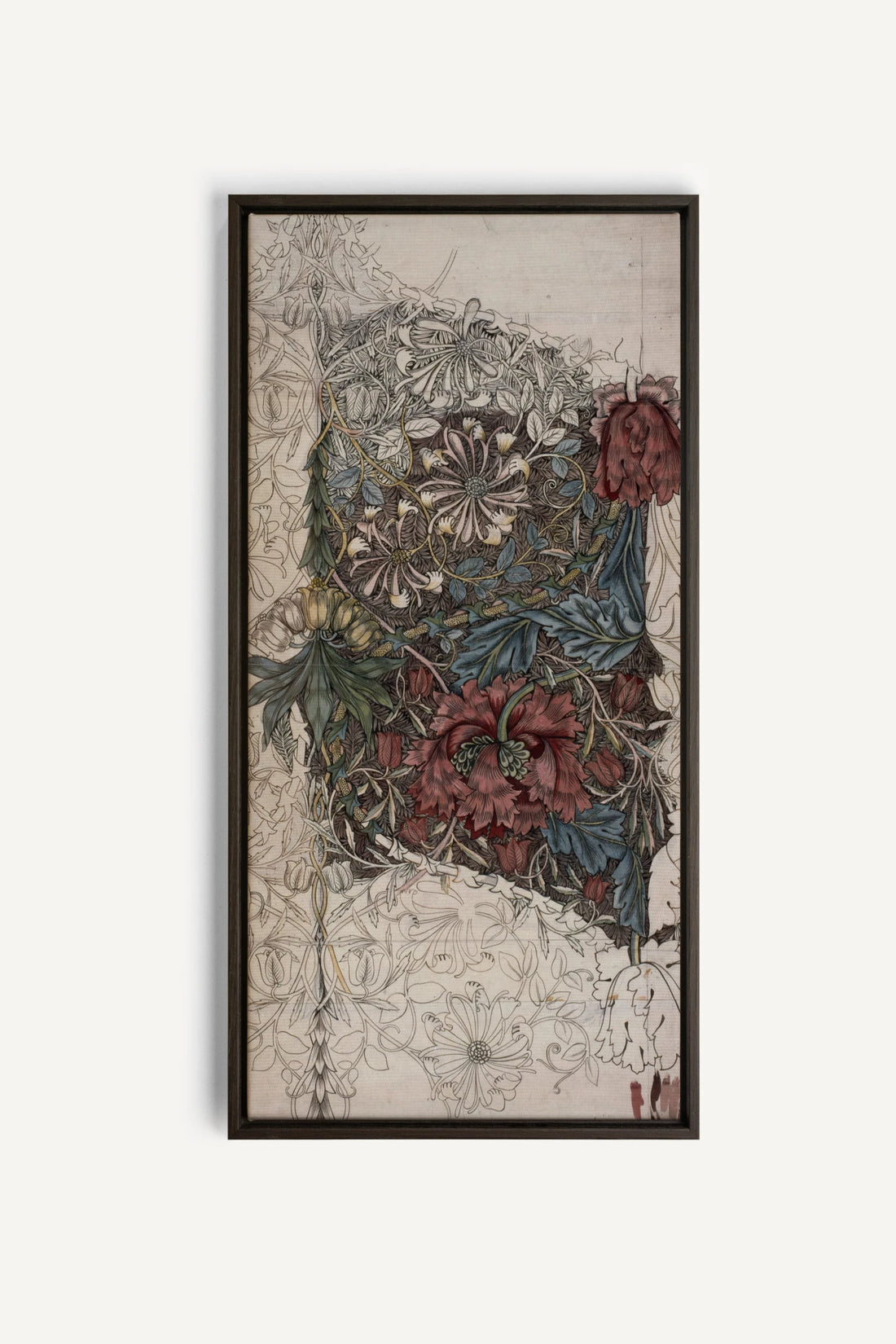 VELOURS FLORAL, Oeuvre sur toile étirée, encadré Brun Noyer