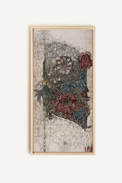 VELOURS FLORAL, Work on stretched canvas, framed Naturel Clair
