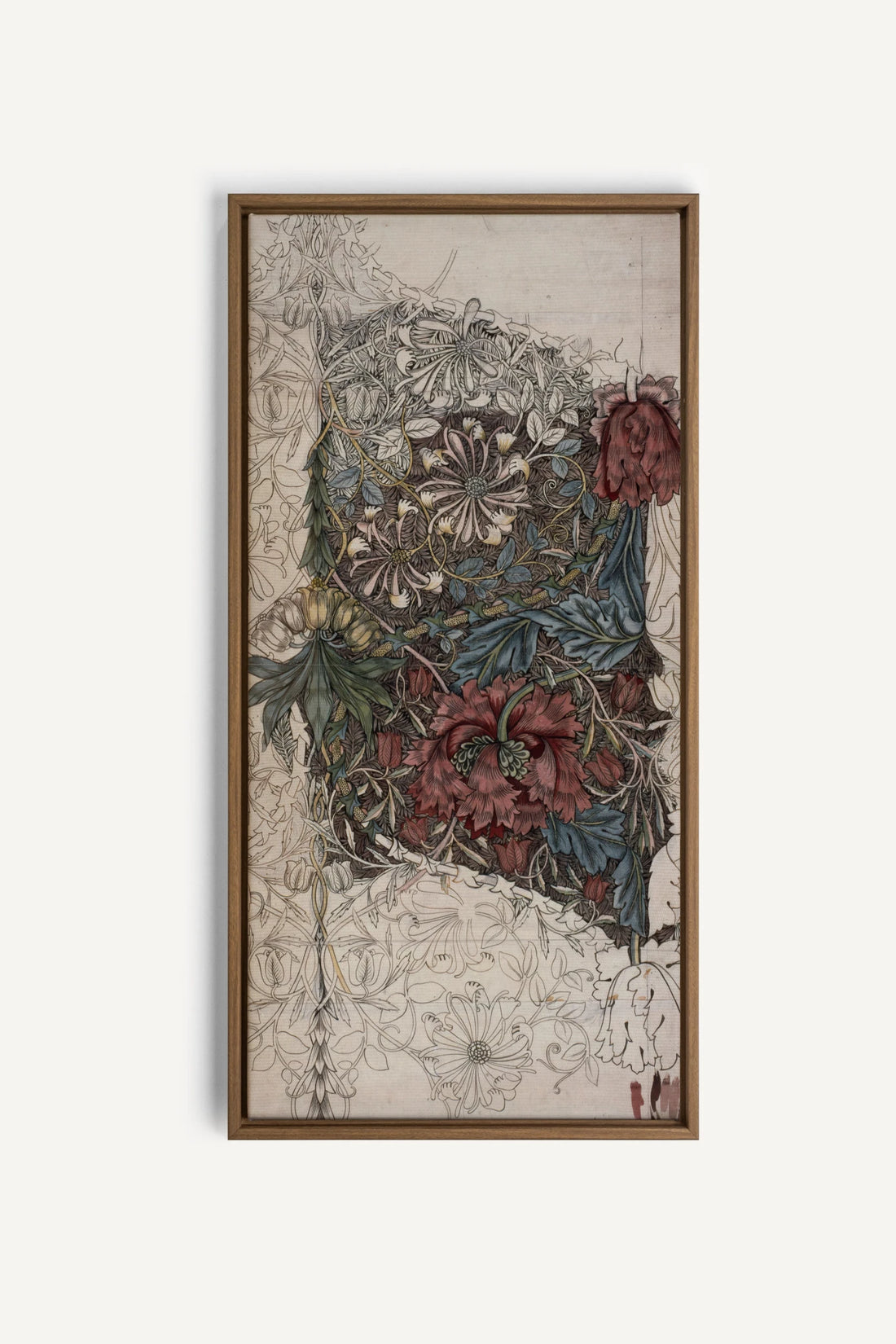 VELOURS FLORAL, Oeuvre sur toile étirée, encadré Brun Chêne