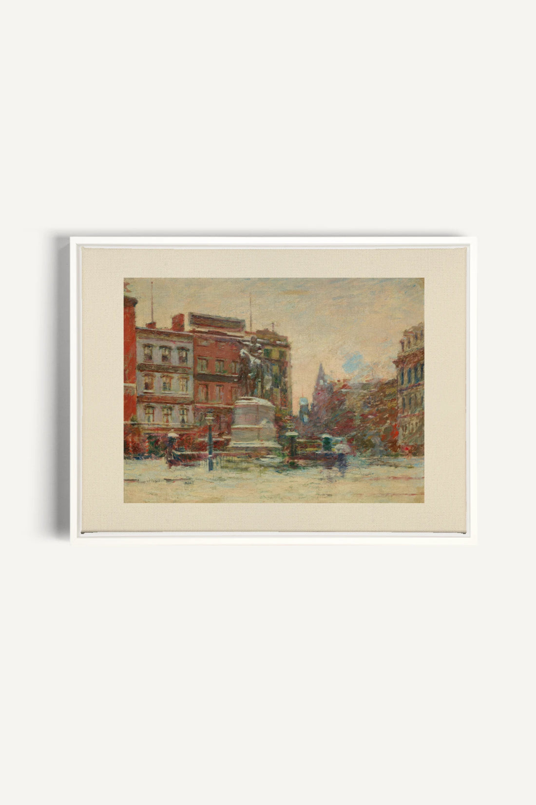 URBAN WINTER DAY, Oeuvre sur toile étirée, encadré Blanc