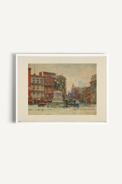 URBAN WINTER DAY, Oeuvre sur toile étirée, encadré Blanc