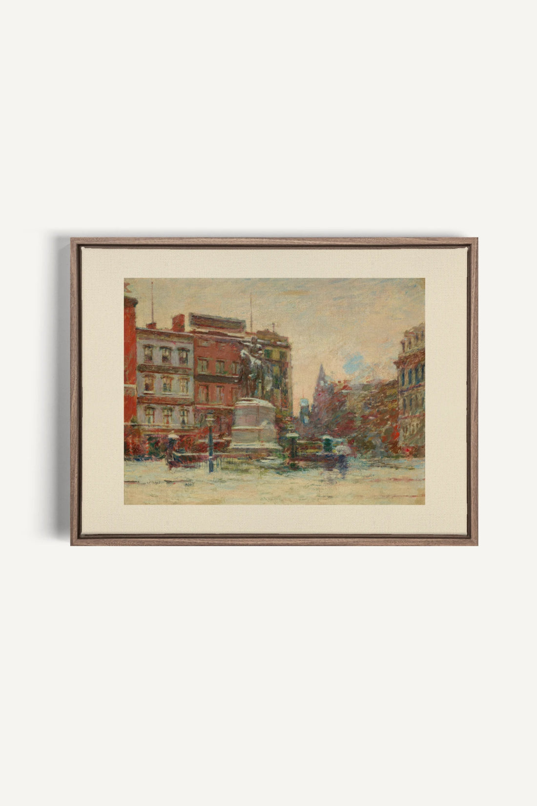 URBAN WINTER DAY, Oeuvre sur toile étirée, encadré Brun Chêne
