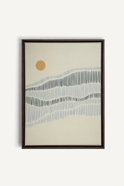 OLEKA CANVAS - VAGUES, Oeuvre sur toile étirée, encadré Brun Noyer