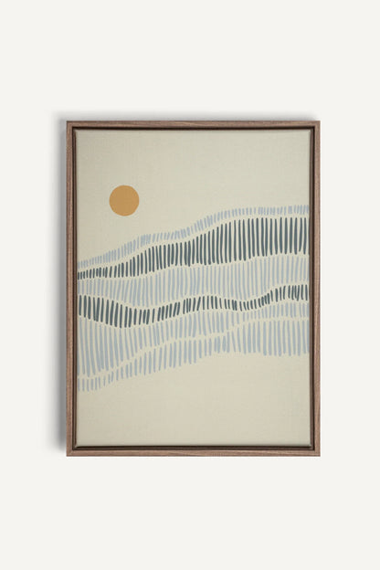 OLEKA CANVAS - VAGUES, Oeuvre sur toile étirée, encadré Brun Chêne