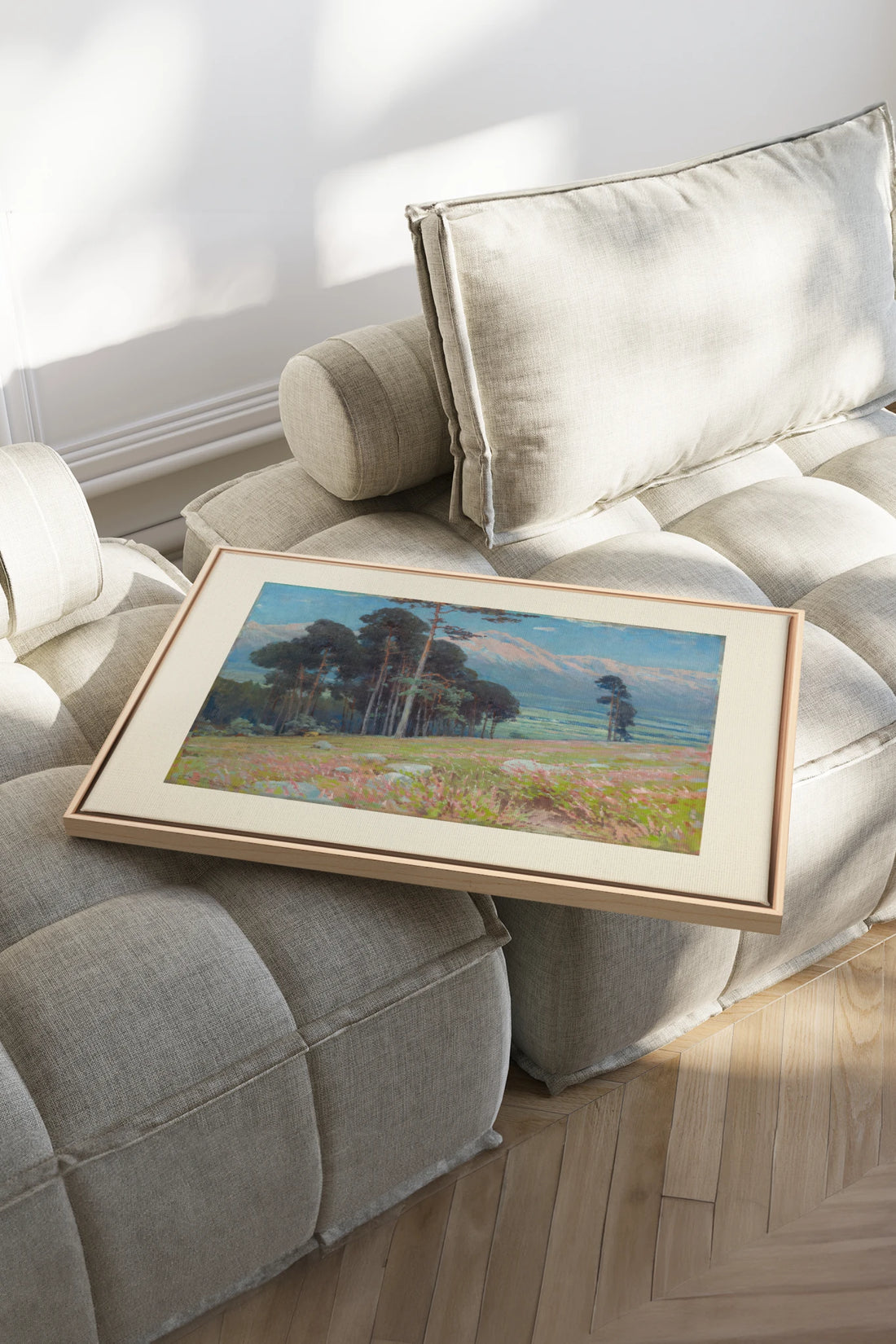 VALLÉE ROSE, Oeuvre sur toile étirée, encadré Naturel Clair