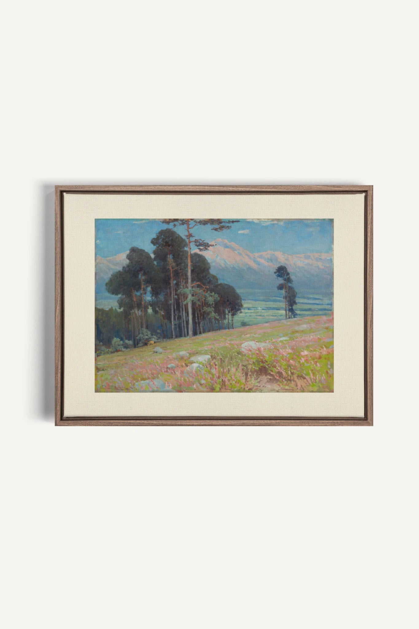 VALLÉE ROSE, Oeuvre sur toile étirée, encadré Brun Chêne