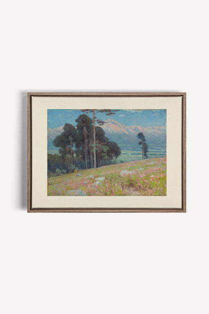 VALLÉE ROSE, Oeuvre sur toile étirée, encadré Brun Chêne