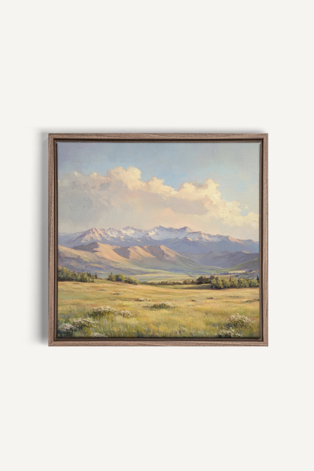 VALLEY OF LIGHT, Artwork on stretched canvas, framed in Brown Oak