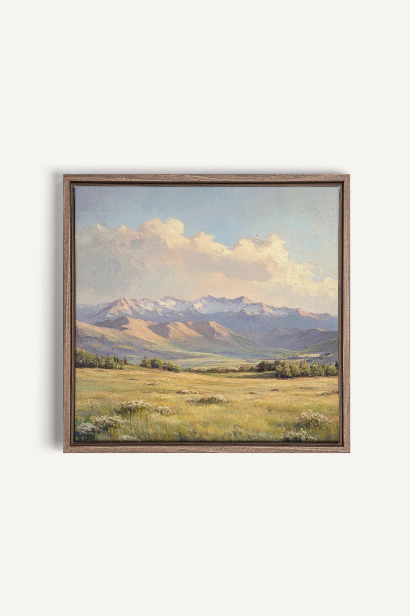 VALLEY OF LIGHT, Artwork on stretched canvas, framed in Brown Oak