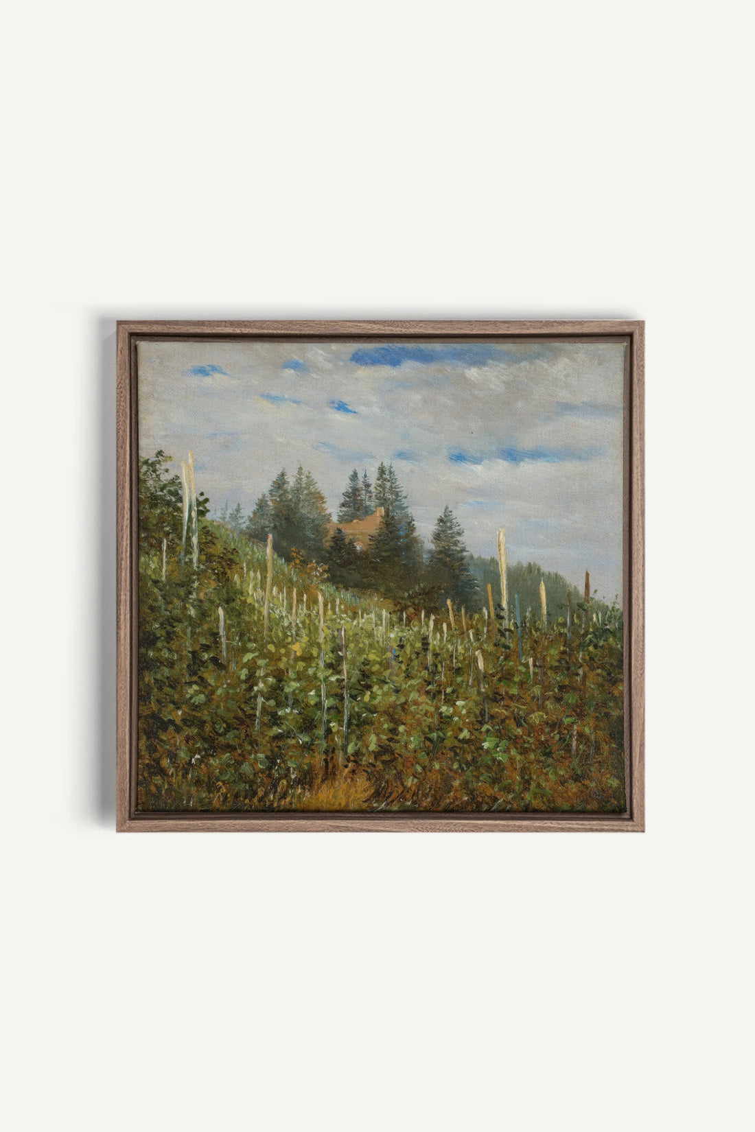 VERSANTS SAUVAGES, Artwork on stretched canvas, framed in Brown Oak