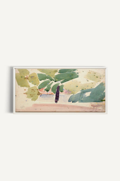 VERT NOMADE, Oeuvre sur toile étirée, encadré Blanc