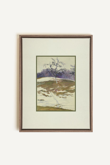 VESTIGE DE SAISON, Artwork on stretched canvas, framed in Brown Oak