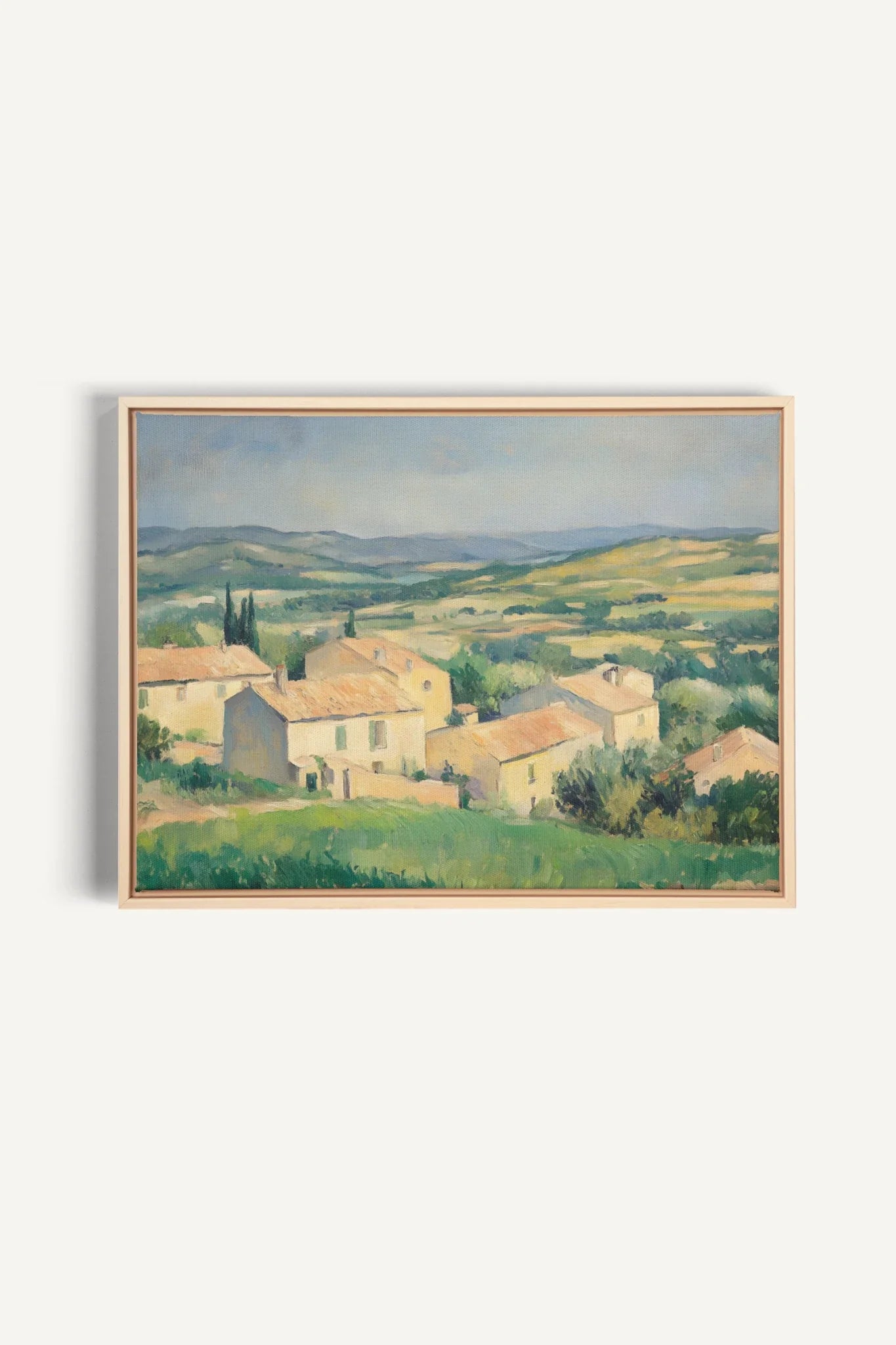 OLEKA CANVAS - VILLAGE IN BLOOM, Oeuvre sur toile étirée, encadré Naturel Clair
