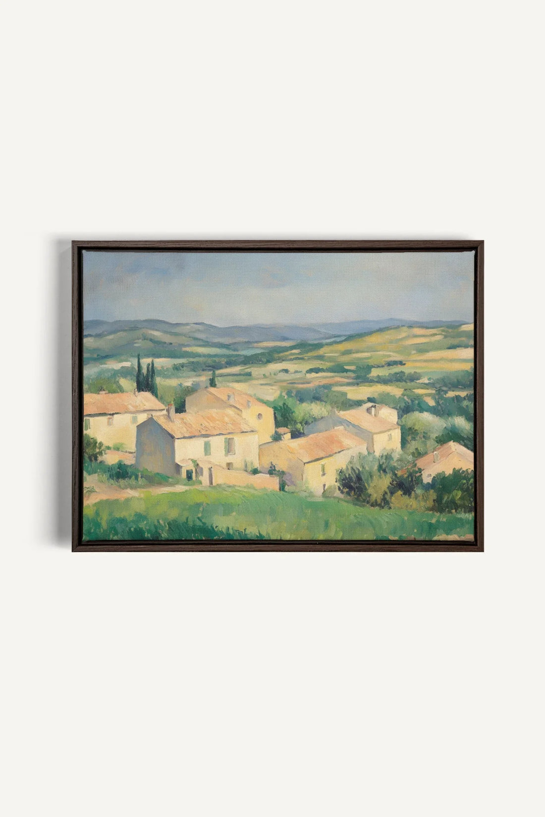 OLEKA CANVAS - VILLAGE IN BLOOM, Oeuvre sur toile étirée, encadré Brun Noyer