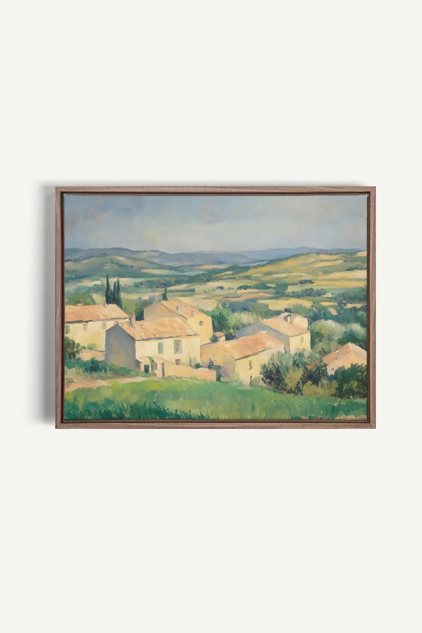 OLEKA CANVAS - VILLAGE IN BLOOM, Oeuvre sur toile étirée, encadré Brun Chêne