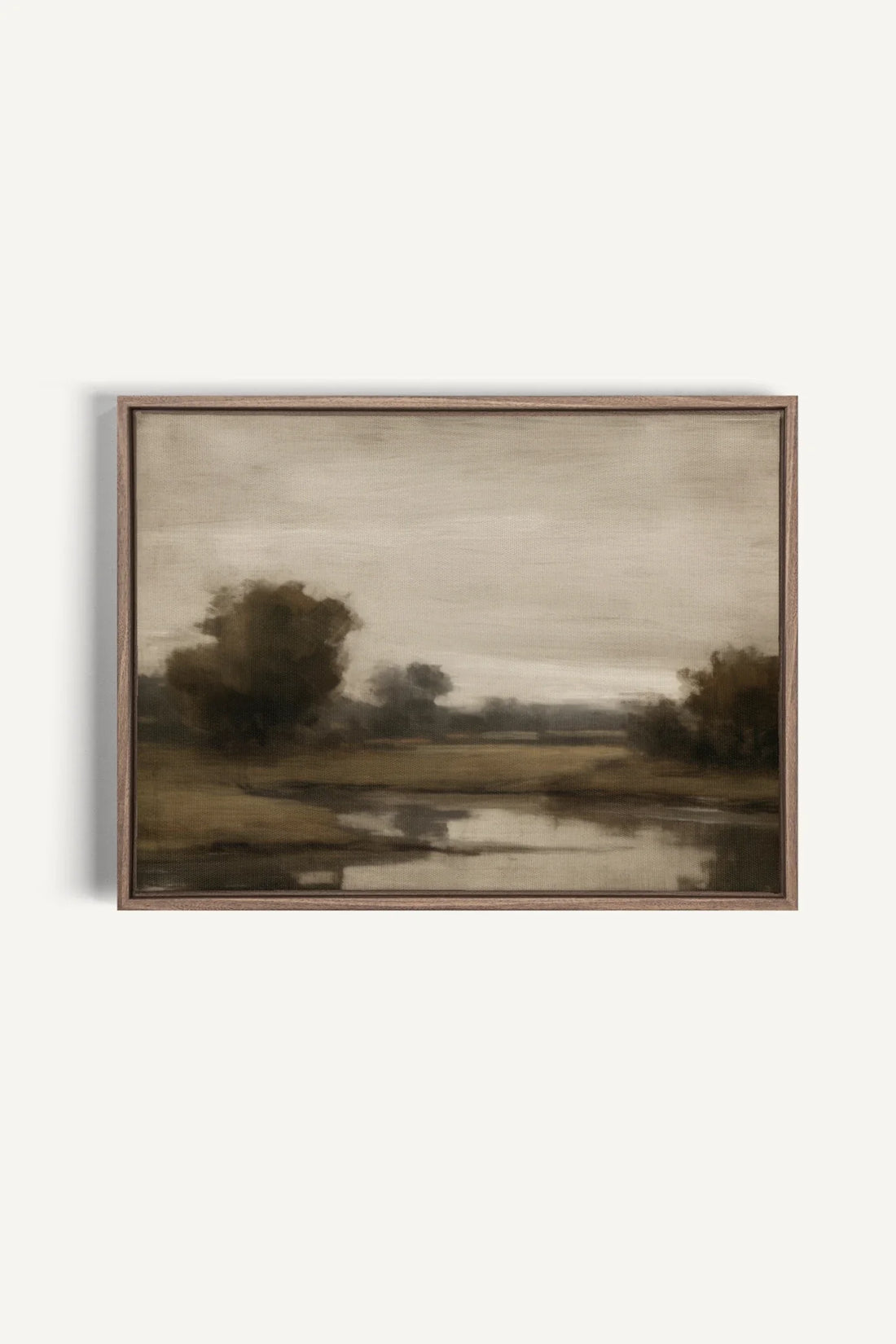 OLEKA CANVAS - VINTAGE COUNTRY RIVER, Oeuvre sur toile étirée, encadré Brun Chêne