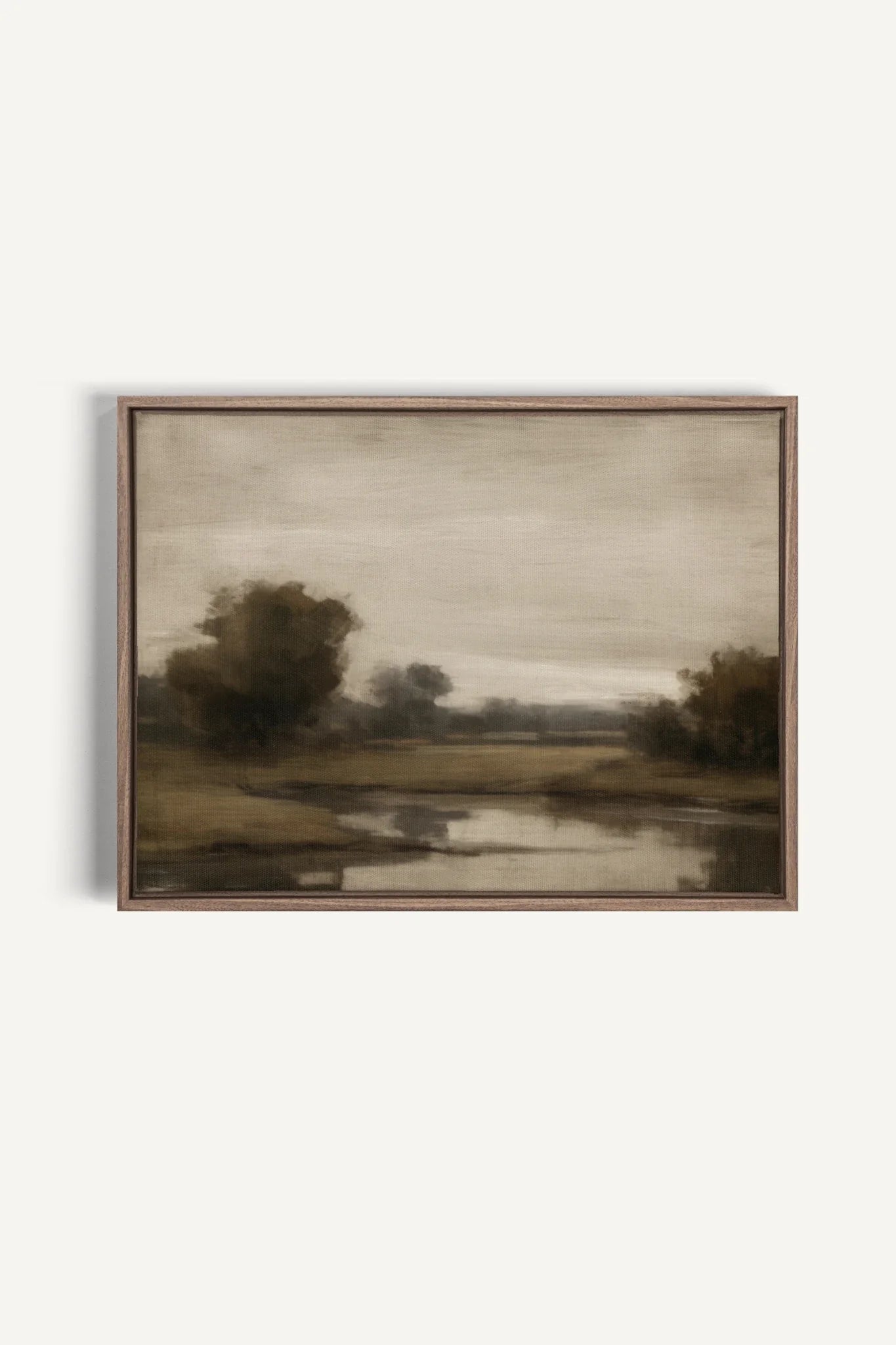 OLEKA CANVAS - VINTAGE COUNTRY RIVER, Oeuvre sur toile étirée, encadré Brun Chêne
