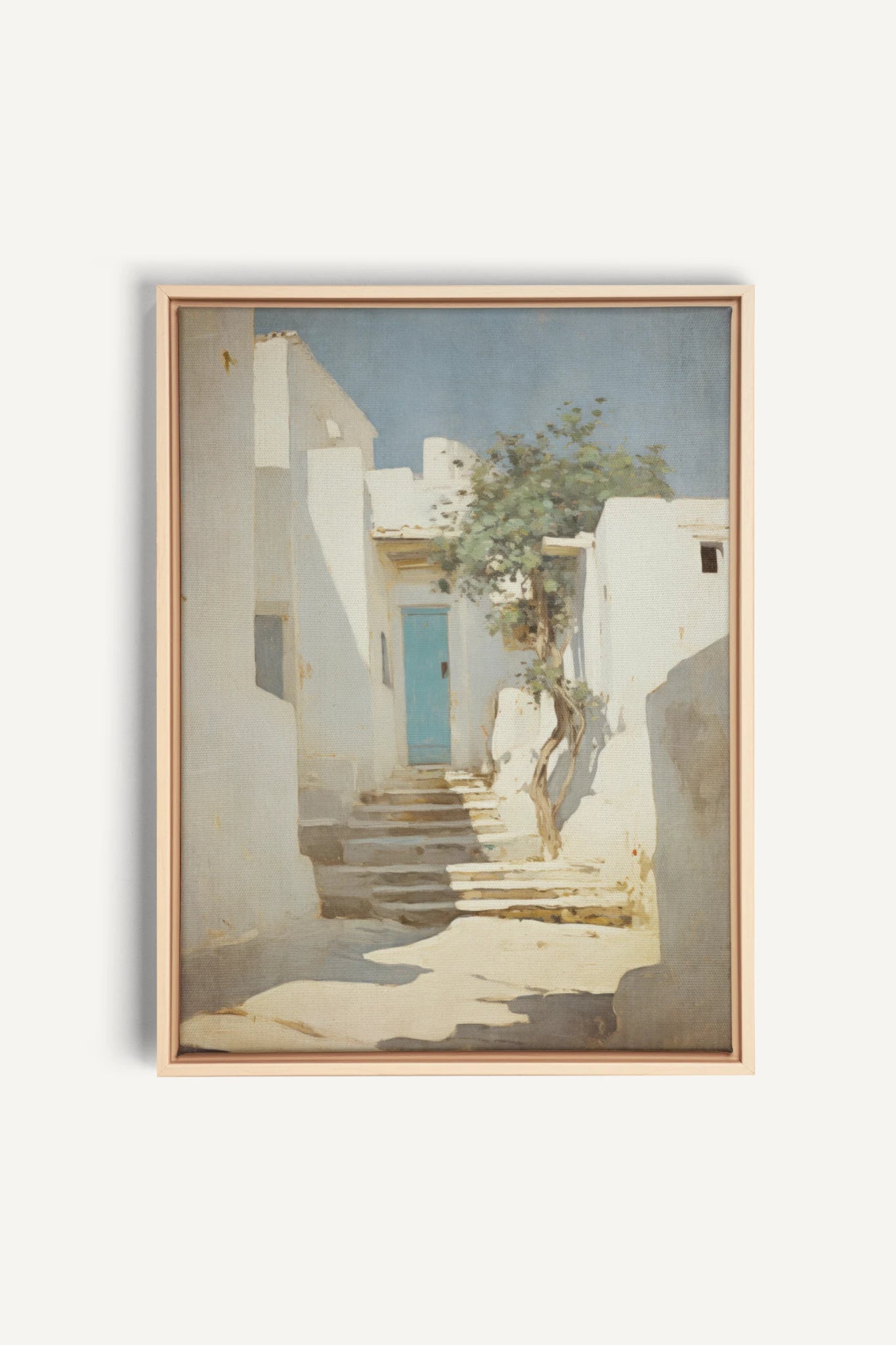 VINTAGE GREEK VILLAS, Oeuvre sur toile étirée, encadré Naturel Clair
