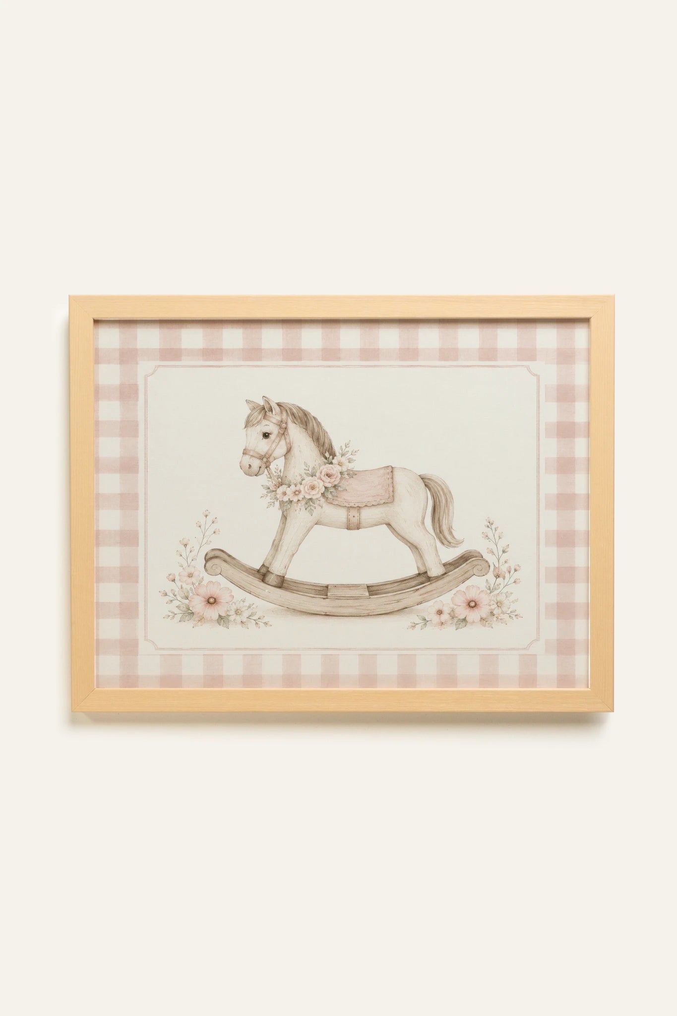 VINTAGE PONY, Painting on Stretched Canvas, Framed in Light Natural