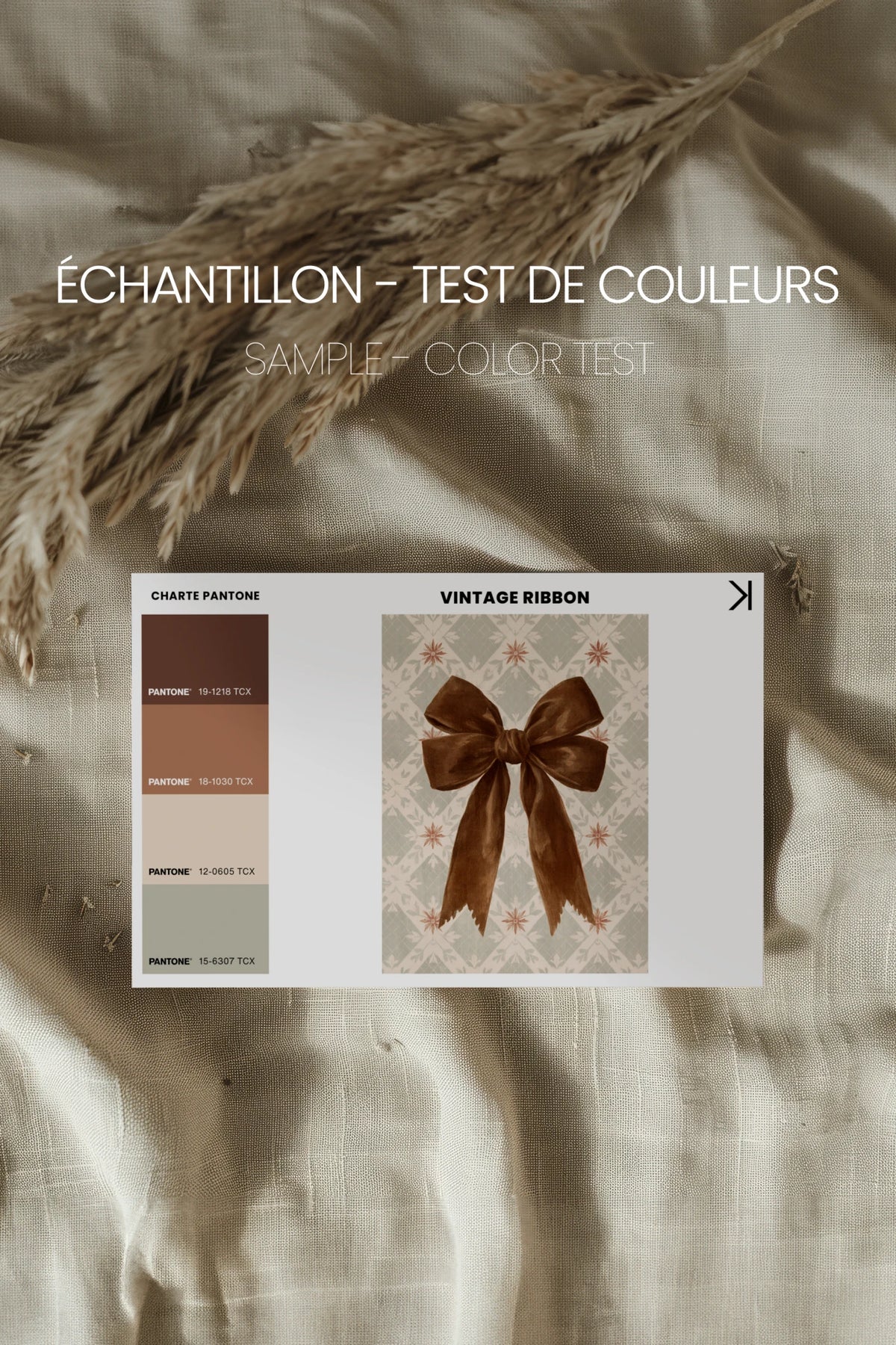 VINTAGE RIBBON, Oeuvre sur toile rigide, encadré Vintage Bronze