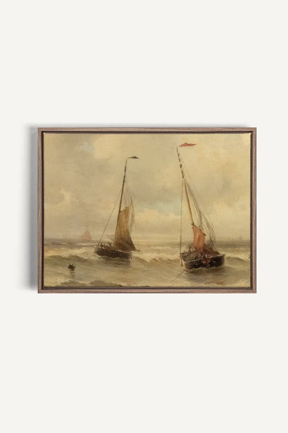 OLEKA CANVAS - VINTAGE SAILING, Oeuvre sur toile étirée, encadré Brun Chêne