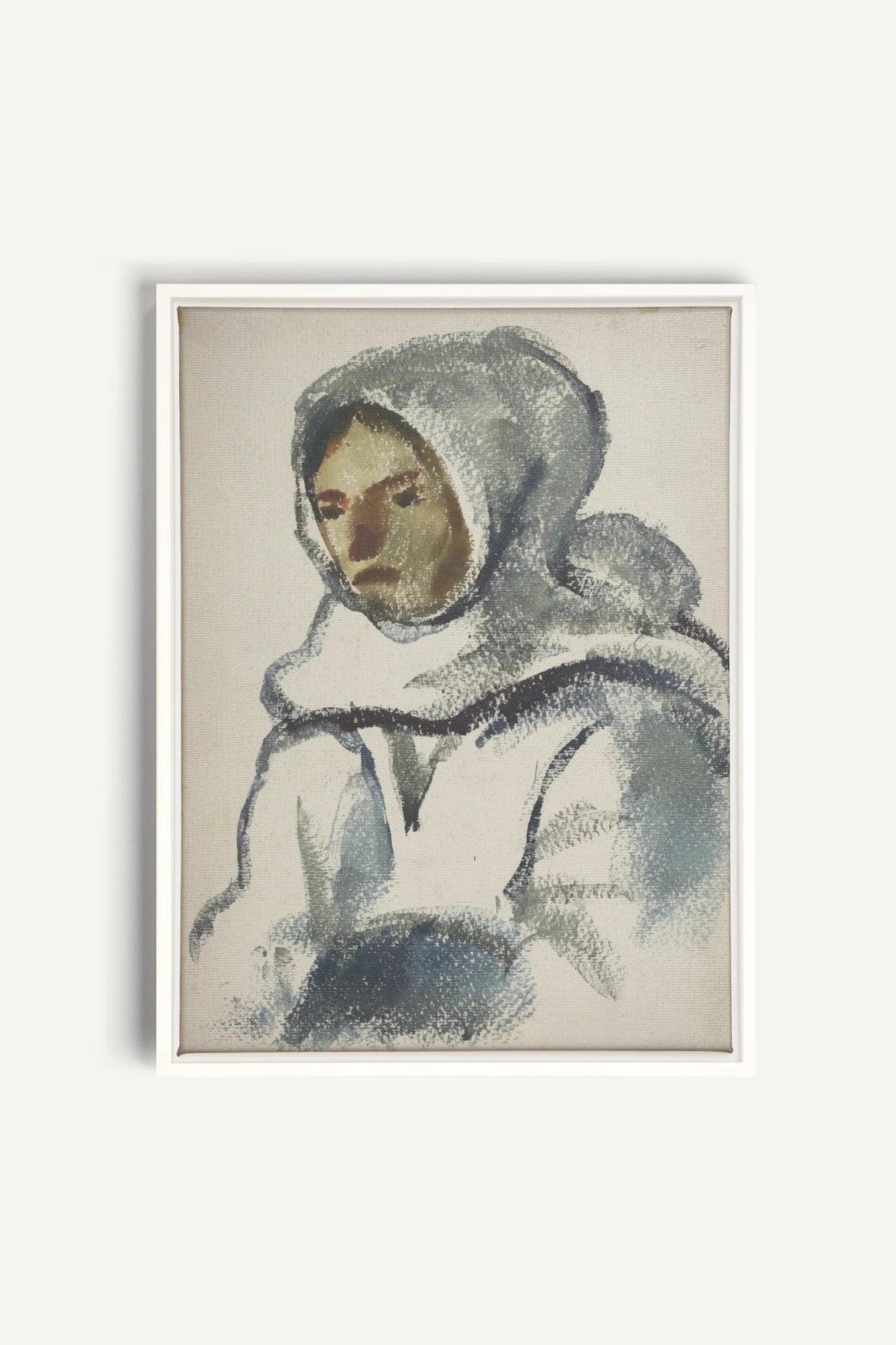 VISAGE DU FROID, Oeuvre sur toile étirée, encadré Blanc