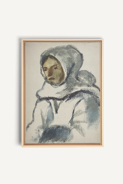 VISAGE DU FROID, Oeuvre sur toile étirée, encadré Naturel Clair