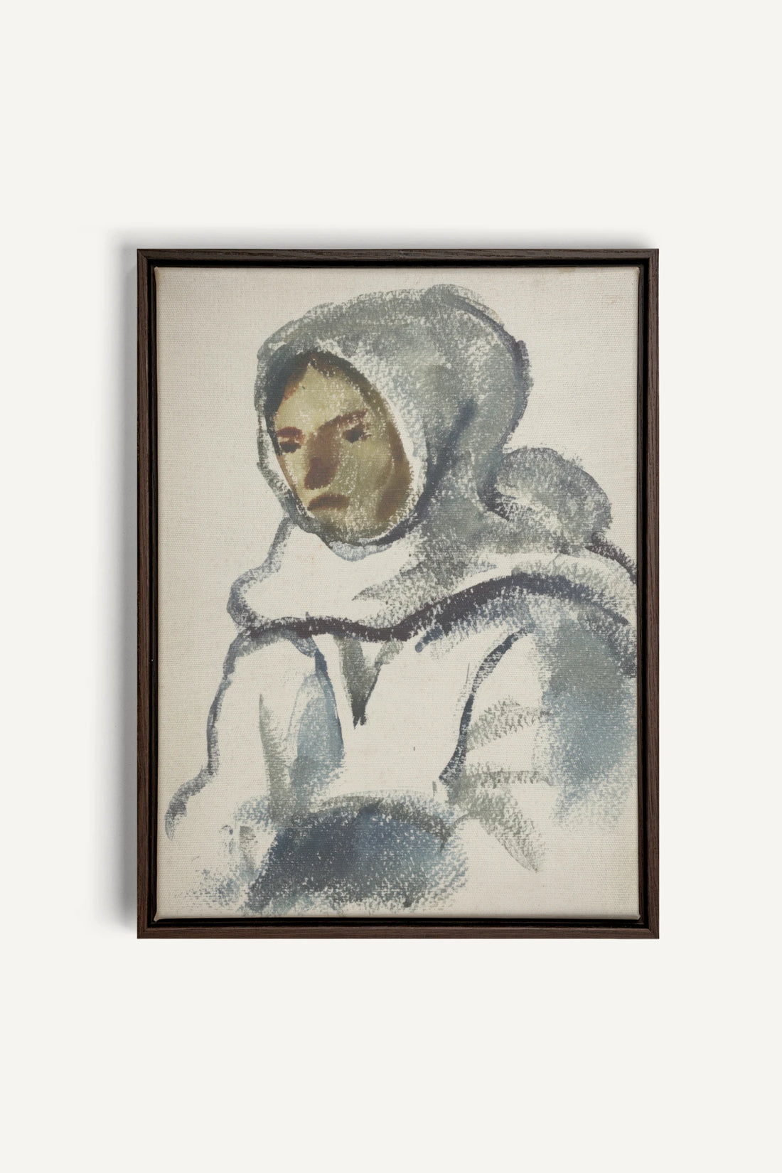 VISAGE DU FROID, Oeuvre sur toile étirée, encadré Brun Noyer