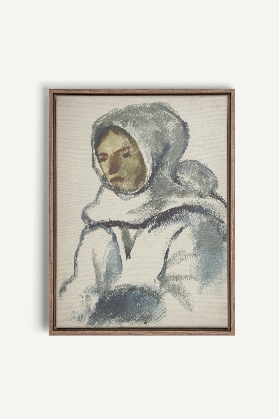 VISAGE DU FROID, Oeuvre sur toile étirée, encadré Brun Chêne