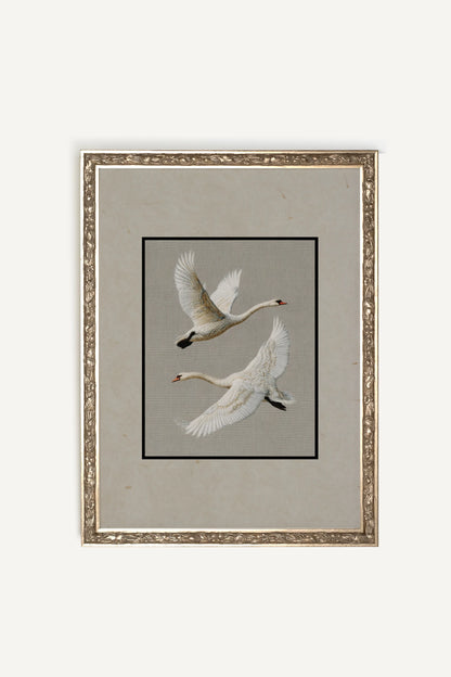 VOL ÉTERNEL, Artwork on rigid canvas, framed Vintage Silver