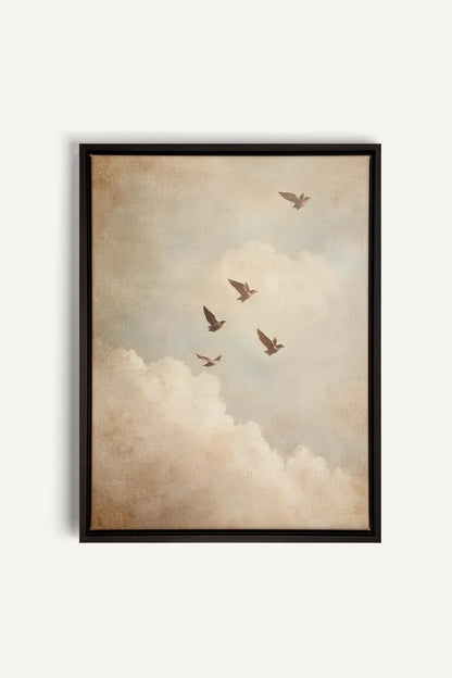 OLEKA CANVAS - VOLÉE DE SOUVENIRS, Oeuvre sur toile étirée, encadré Noir