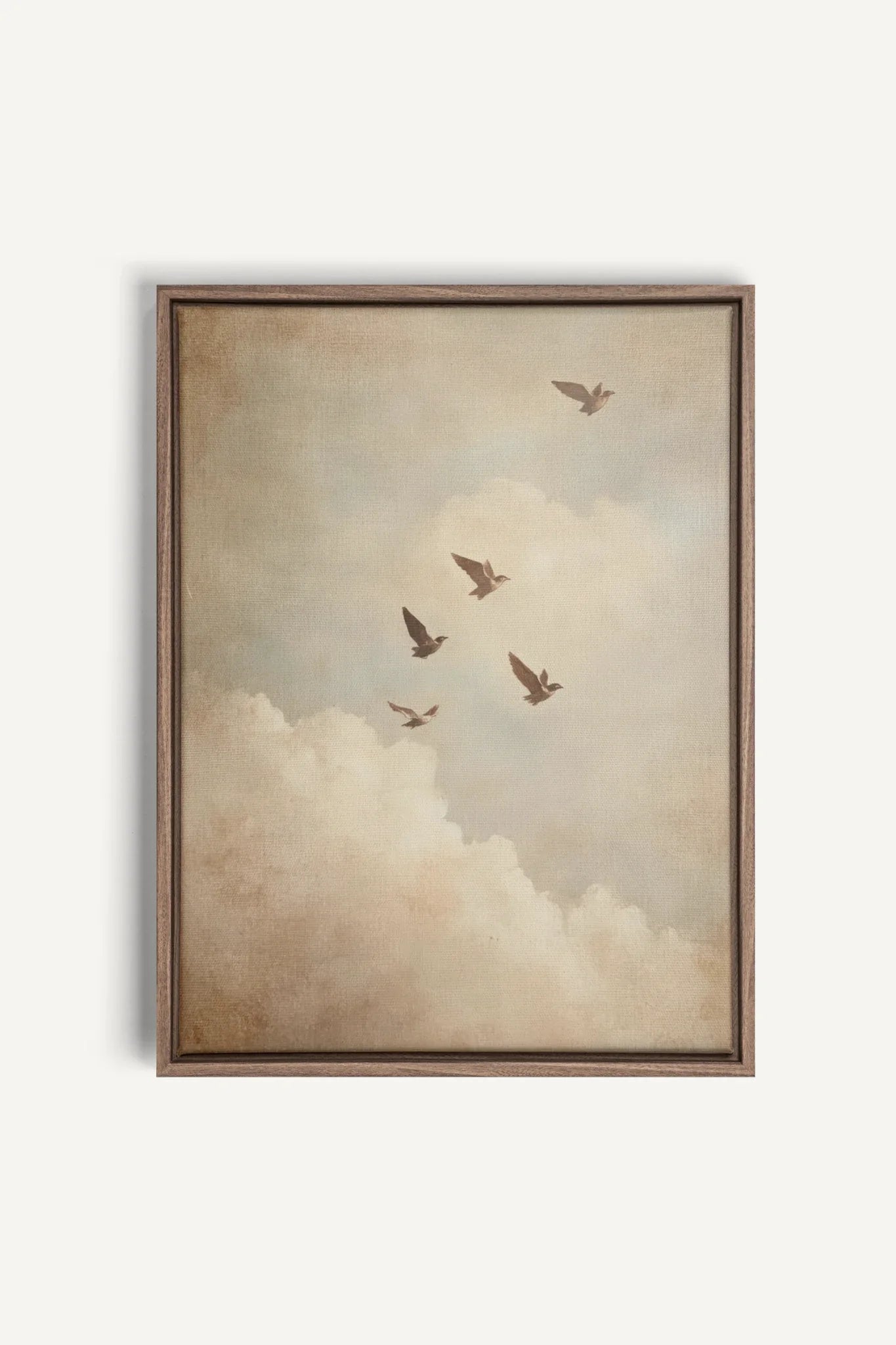 OLEKA CANVAS - VOLÉE DE SOUVENIRS, Oeuvre sur toile étirée, encadré Brun Chêne