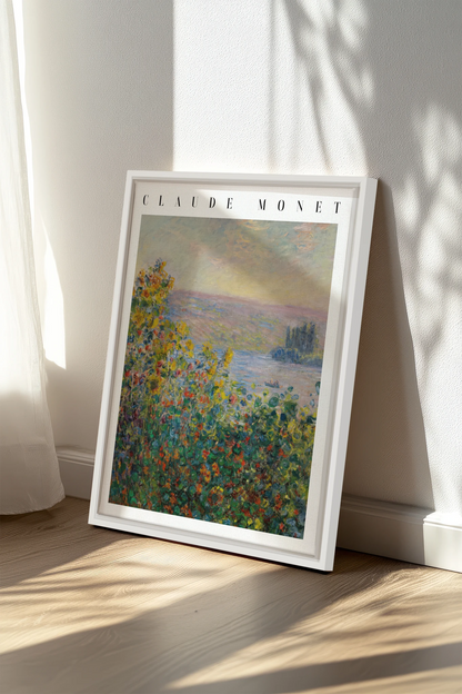VUE DE JARDIN, Oeuvre sur toile étirée, encadré Blanc