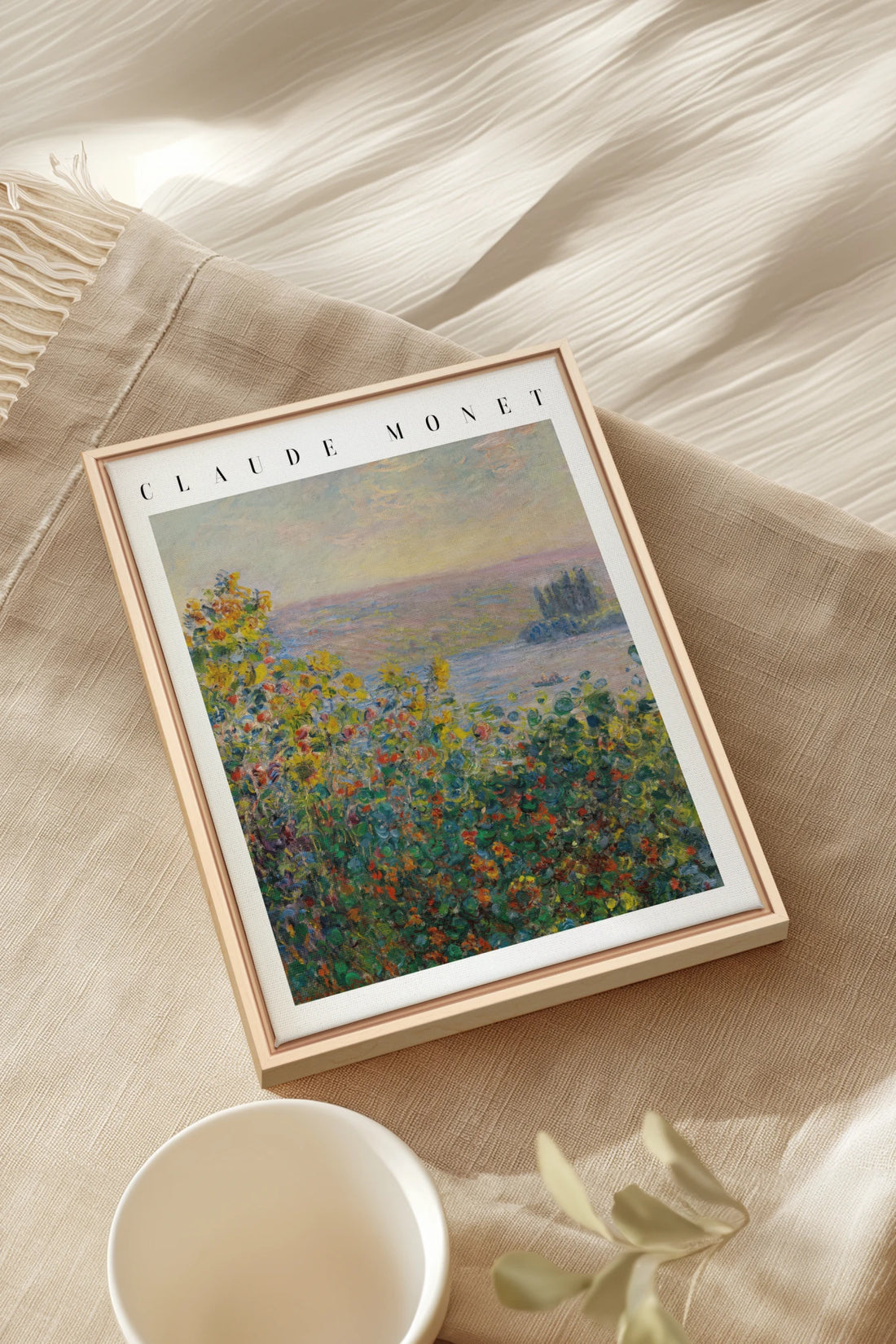 VUE DE JARDIN, Work on stretched canvas, framed Naturel Clair