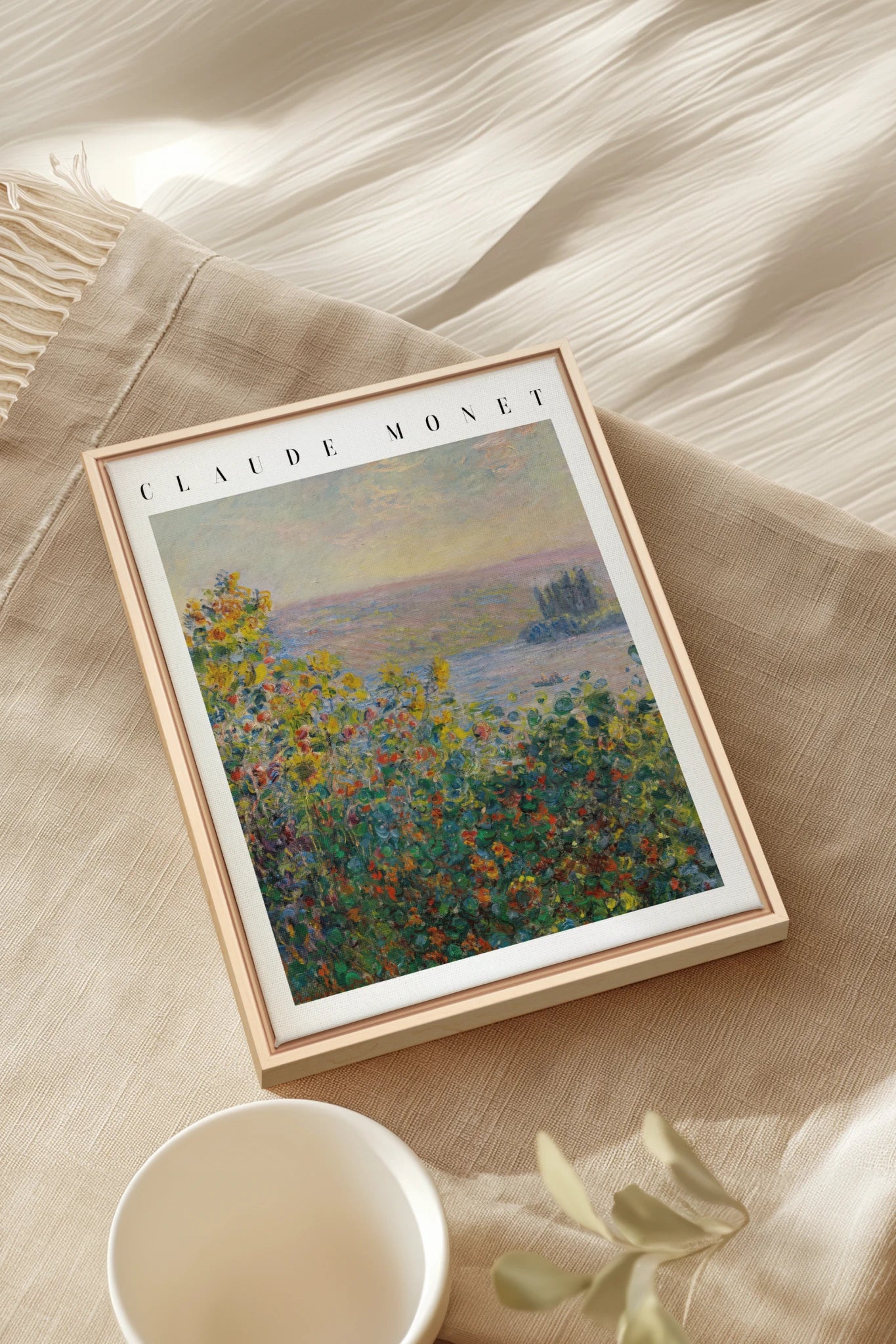 VUE DE JARDIN, Oeuvre sur toile étirée, encadré Naturel Clair