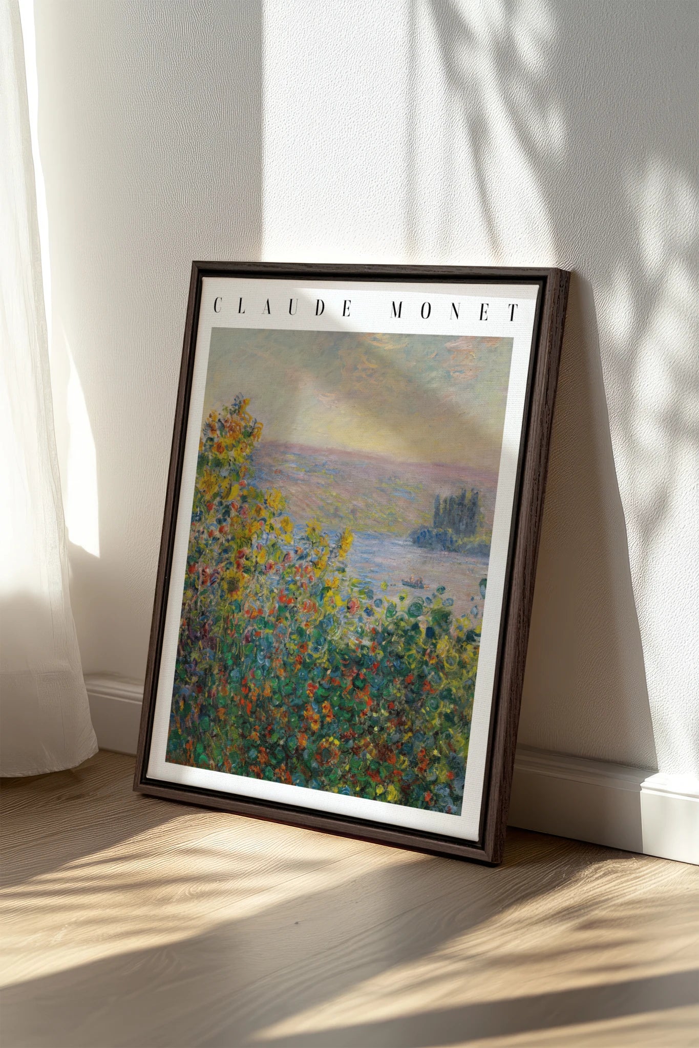 VUE DE JARDIN, Work on stretched canvas, framed Walnut Brown