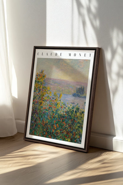 VUE DE JARDIN, Work on stretched canvas, framed Walnut Brown