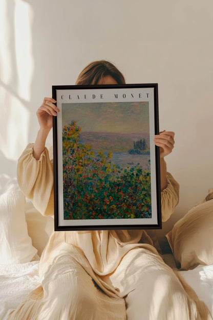 VUE DE JARDIN, Oeuvre sur toile étirée, encadré Noir