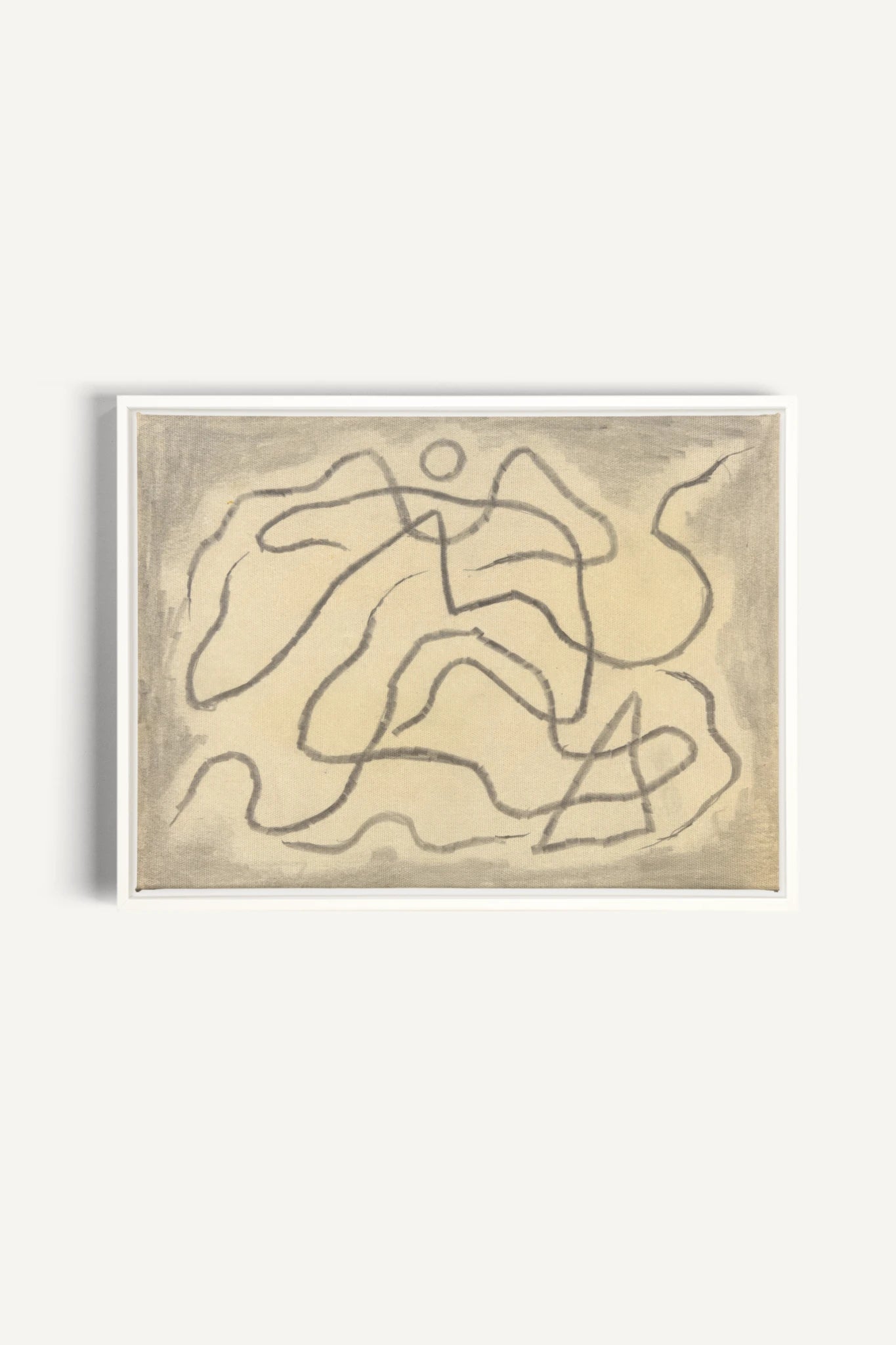 WANDERING LINE, Work on stretched canvas, framed White