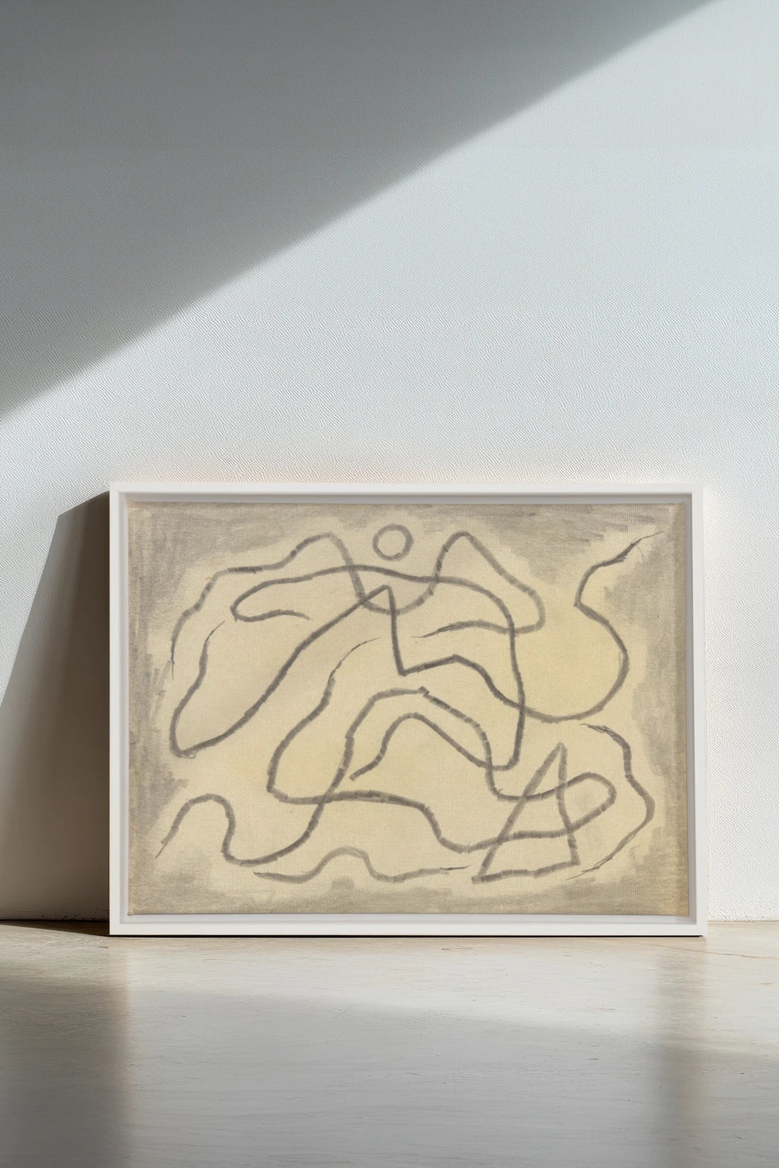 WANDERING LINE, Work on stretched canvas, framed White