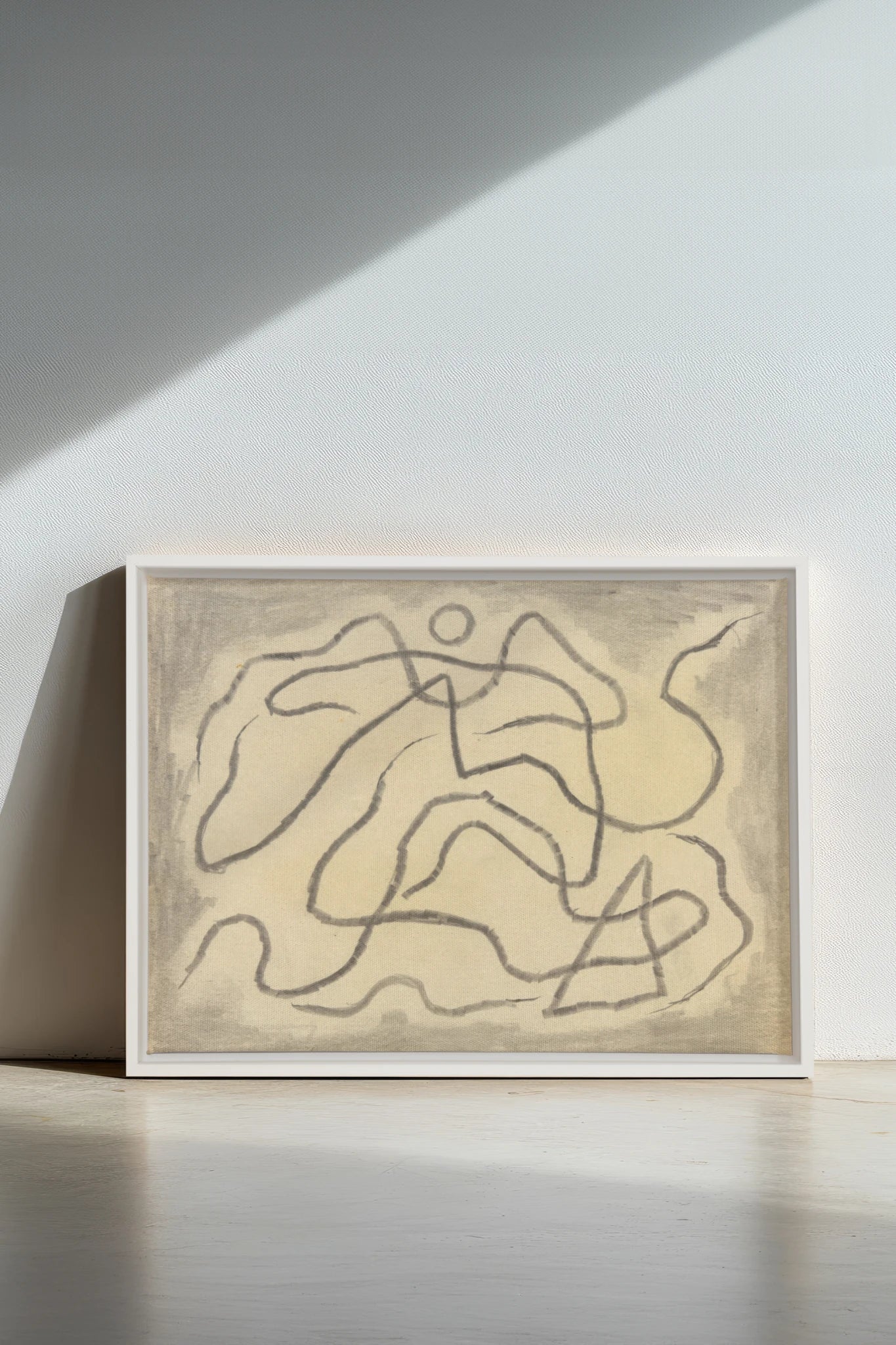 WANDERING LINE, Work on stretched canvas, framed White