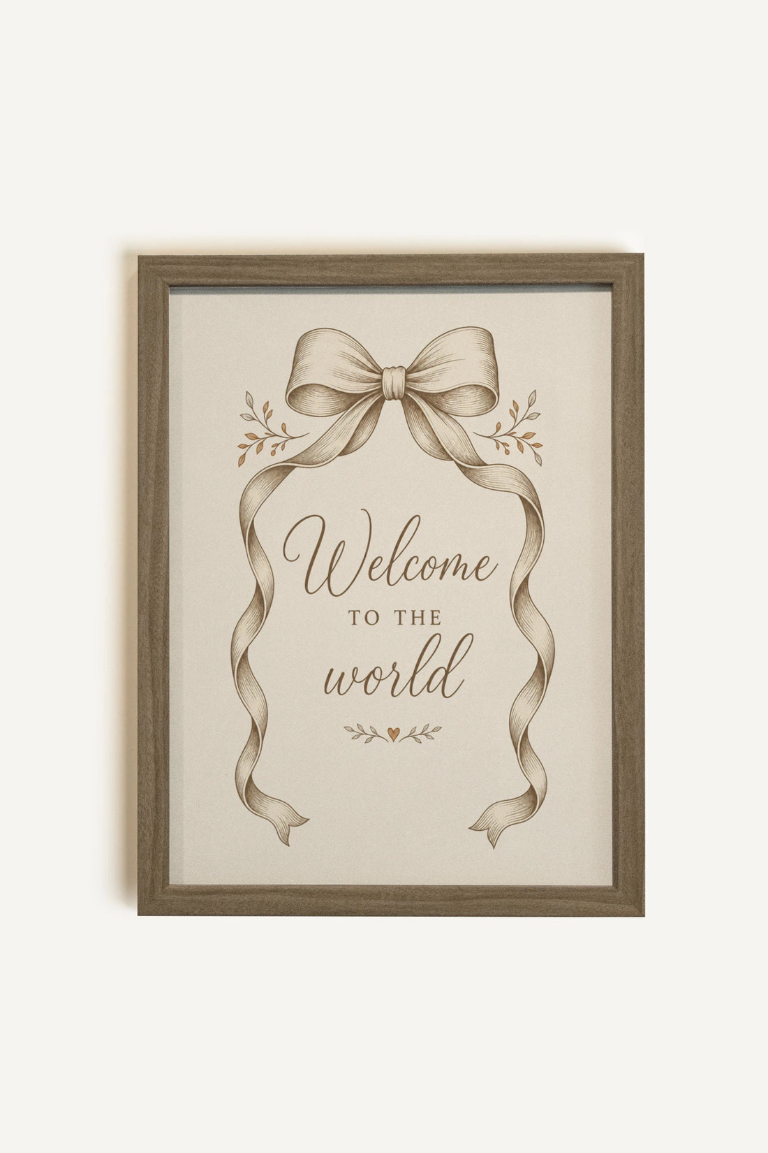 WELCOME TO THE WORLD, Oeuvre sur toile rigide, encadré brun chêne