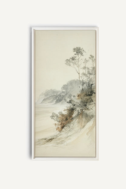 WHISPERING CLIFFS, Oeuvre sur toile étirée, encadré Blanc