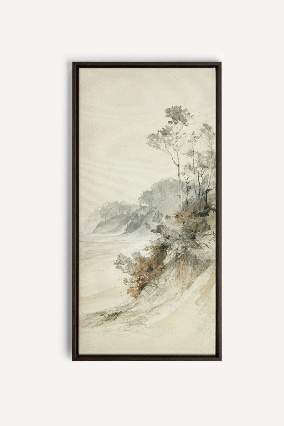 WHISPERING CLIFFS, Artwork on stretched canvas, Walnut Brown frame