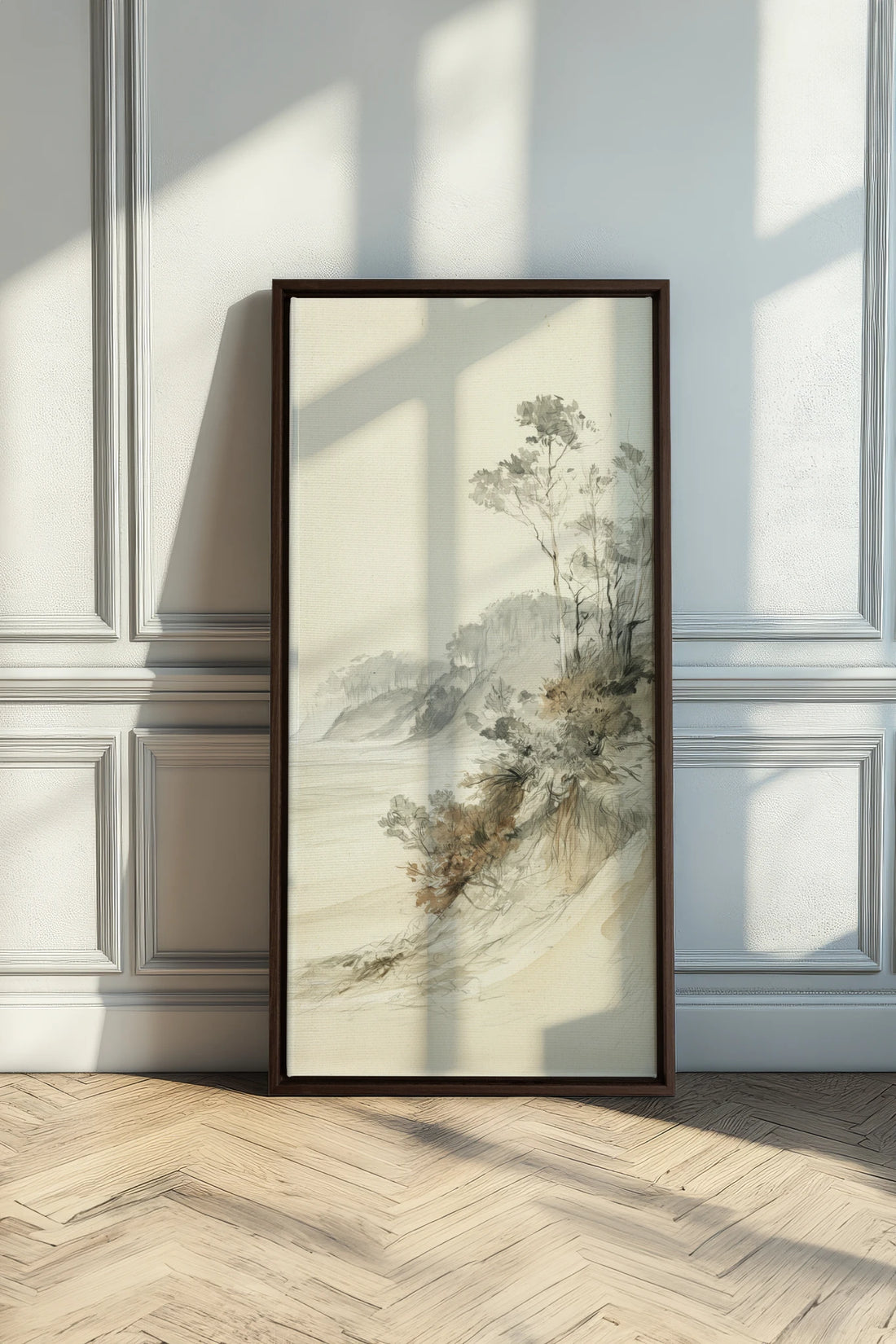 WHISPERING CLIFFS, Artwork on stretched canvas, Walnut Brown frame