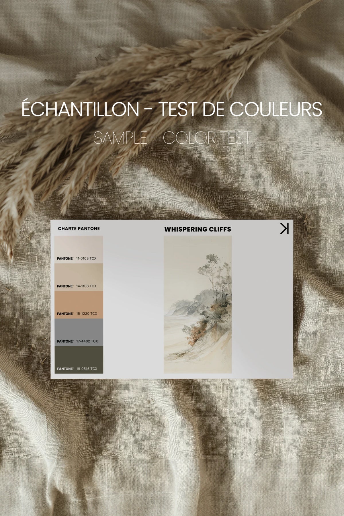 WHISPERING CLIFFS, Oeuvre sur toile étirée, encadré Blanc