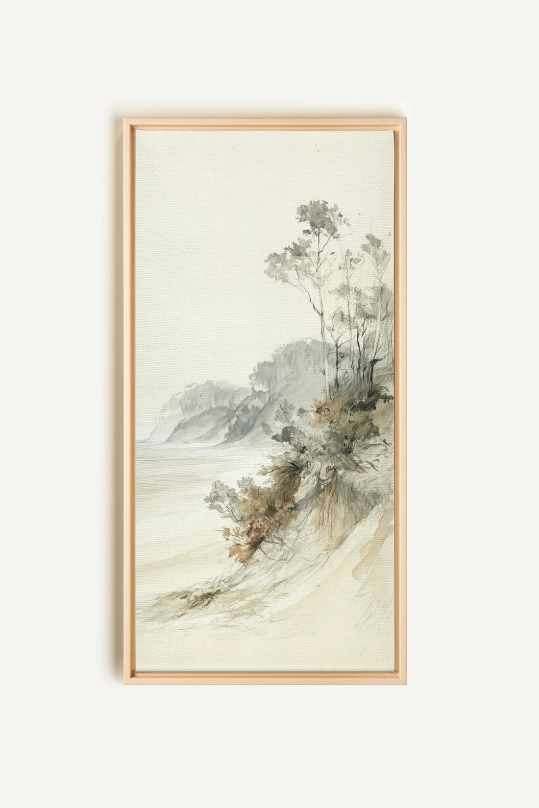 WHISPERING CLIFFS, Artwork on stretched canvas, Light Natural frame