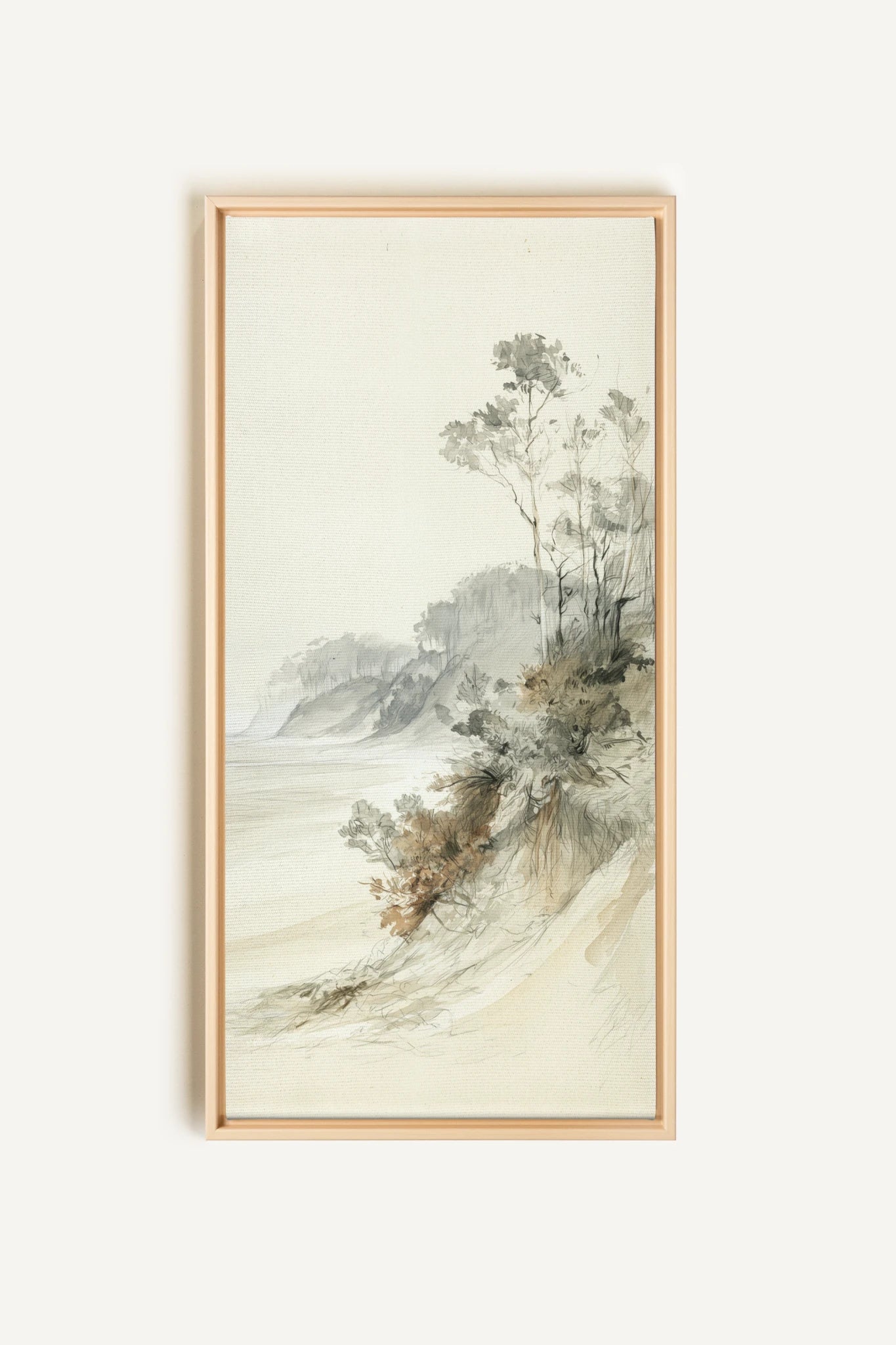 WHISPERING CLIFFS, Artwork on stretched canvas, Light Natural frame